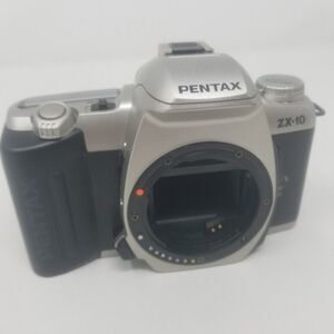 Pentax ZX-10 Silver And Black 35mm SLR Film Photography Camera Autofocus Flash